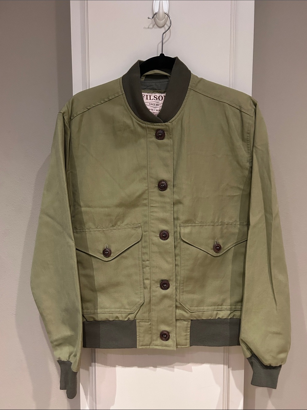 Filson Olive Bomber Jacket with Dark Trim